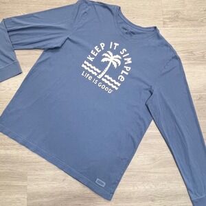Life Is Good Crusher Lite Long Sleeve T Shirt Mens L Keep It Simple Palm Tree